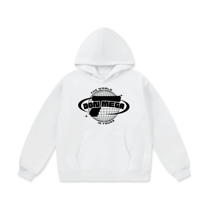 WHITE Oversize Heavyweight Fleece DON MEGA Hoodie