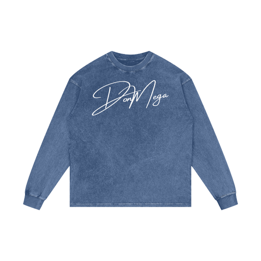 blue Acid Wash don mega Long Sleeve T-Shirt