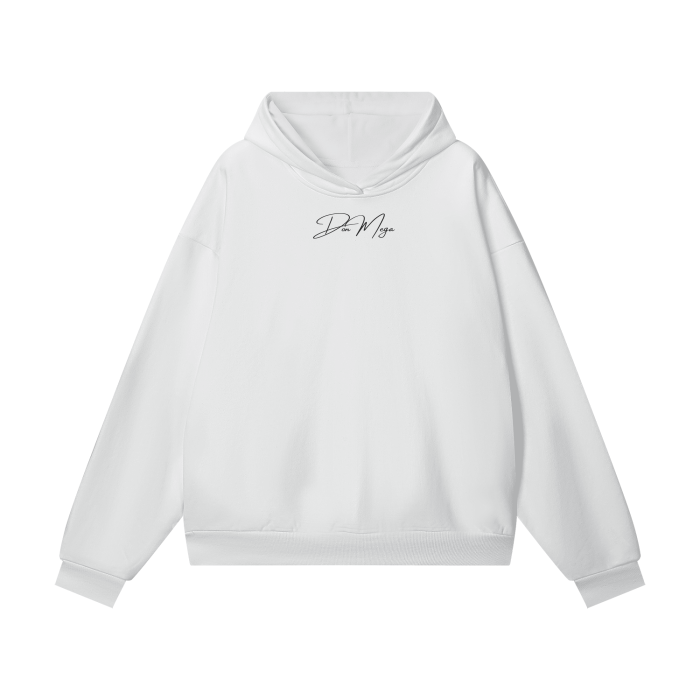 WHITE Oversize Heavyweight Hidden Pocket Fleece Hoodie DON MEGA