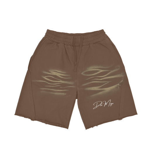 brown small logo don mega faded shorts