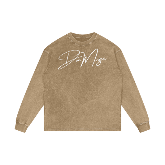 tan Acid Wash don mega Long Sleeve T-Shirt