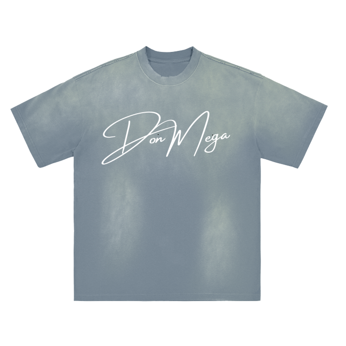 blue Monkey Washed Distressed don mega T-Shirt