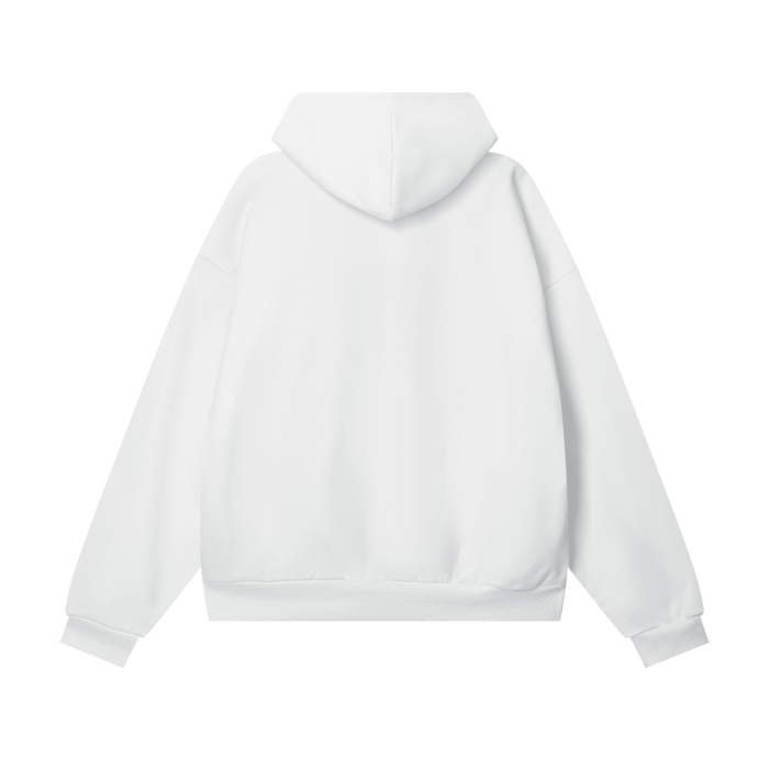 WHITE Oversize Heavyweight Hidden Pocket Fleece Hoodie DON MEGA