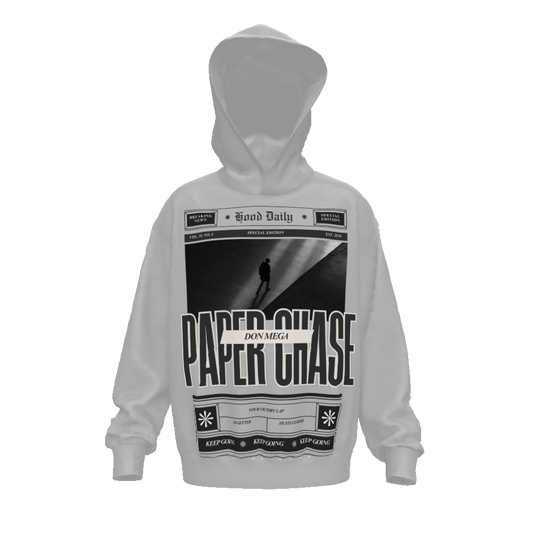 PAPER CHASE NEWS LIGHT GREY Drop Shoulder Oversized Hoodie