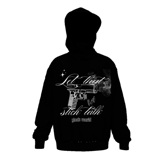 LET THAT STICK TALK BLACK Drop Shoulder Oversized Hoodie