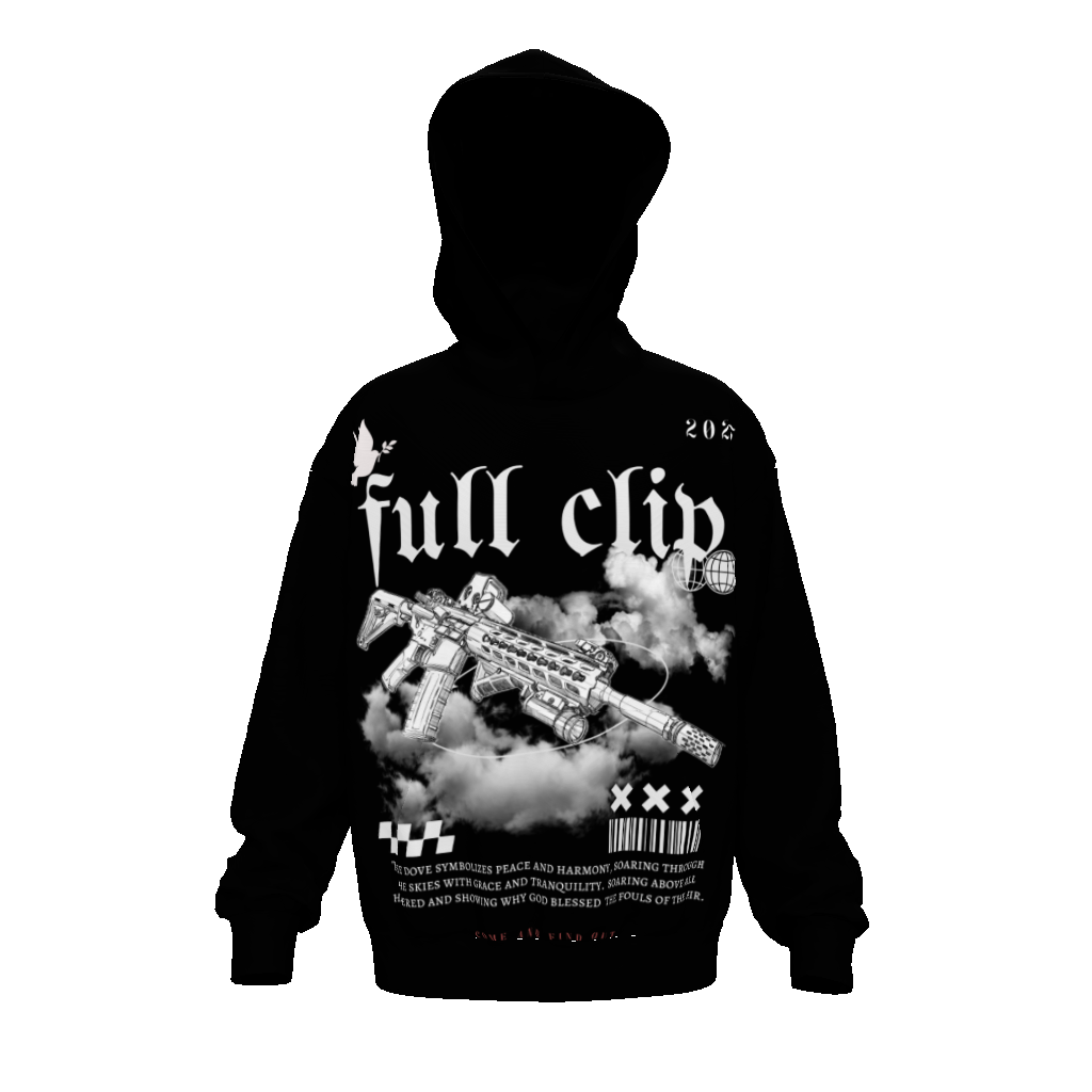 FULL CLIP BLACK Drop Shoulder Oversized Hoodie