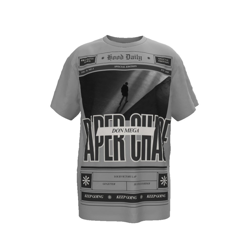 PAPER CHASE NEWS GREY Oversized T-Shirt