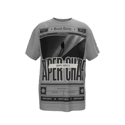 PAPER CHASE NEWS GREY Oversized T-Shirt