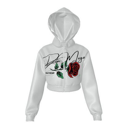 DON MEGA ROSE Women's Zip Up Crop Hoodie