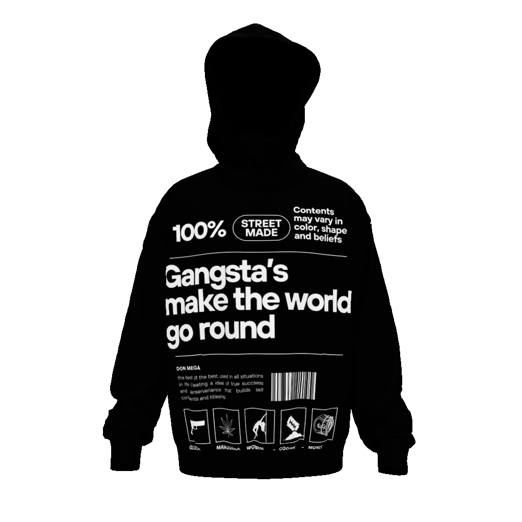 GANGSTERS MAKE THE WORLD GO ROUND BLACK Unisex Drop Shoulder Oversized Hoodie