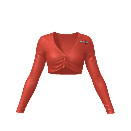 DON MEGA RED Women's Long Sleeve Crop Top